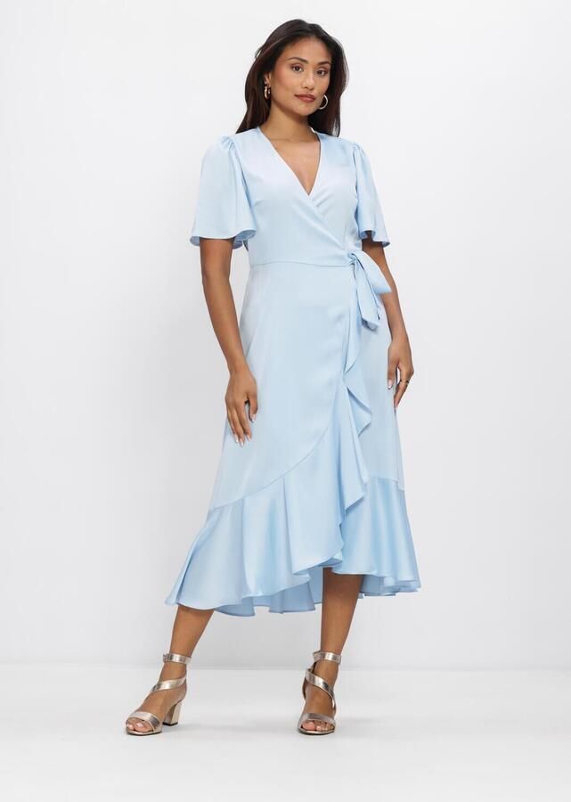 Y.A.S. YAS Dames Jurken Yasthea 2 4 Midi Wrap Dress S. Lichtblauw