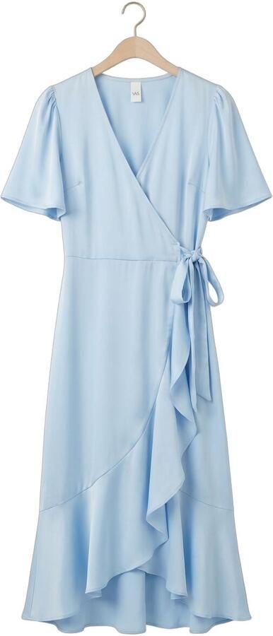 Y.A.S. YAS Dames Jurken Yasthea 2 4 Midi Wrap Dress S. Lichtblauw - Foto 4