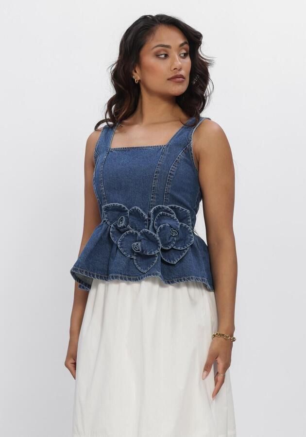Y.A.S. YAS Dames Tops & T-shirts Yaselsie Sl Peplum Denim Top Blauw