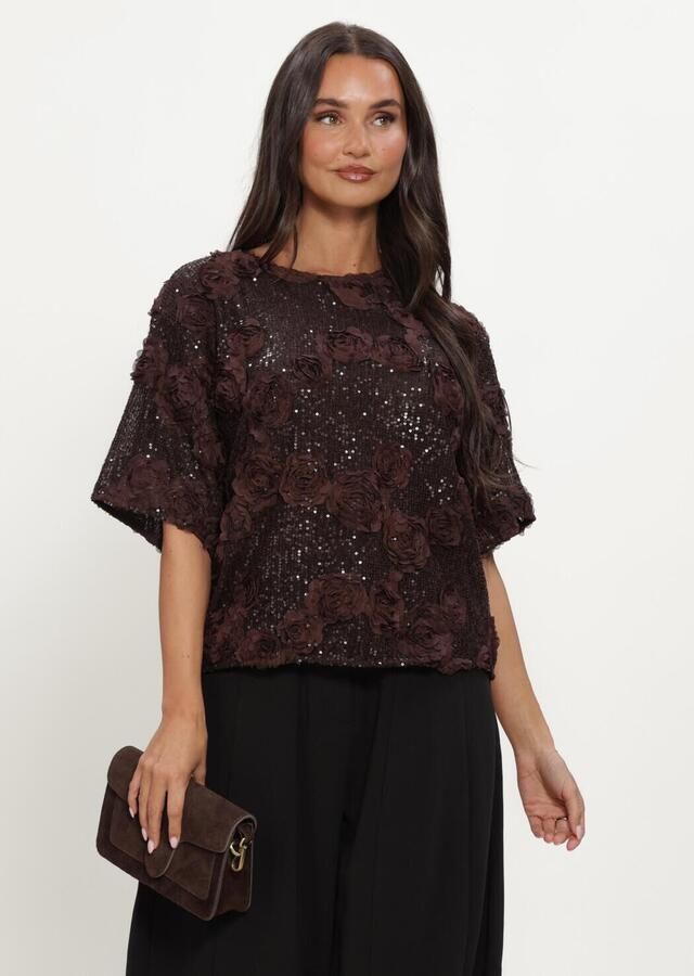 Y.A.S. YAS Dames Tops & T-shirts Yaselysia 3 4 Sequin Top Bruin
