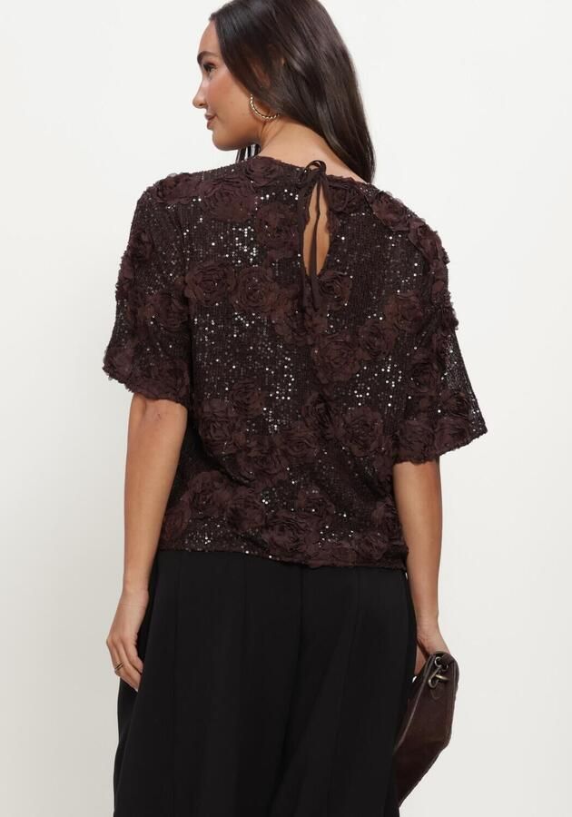 Y.A.S. YAS Dames Tops & T-shirts Yaselysia 3 4 Sequin Top Bruin - Foto 3