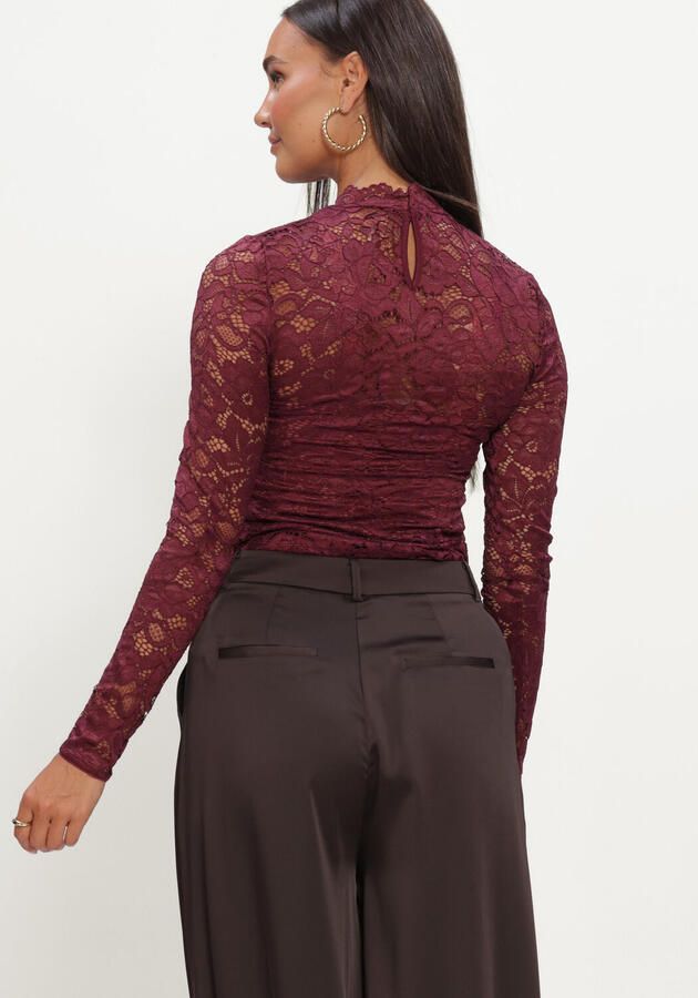 YAS Slim Fit shirt met lange mouwen van bloemig kant model 'Lacey' - Foto 2