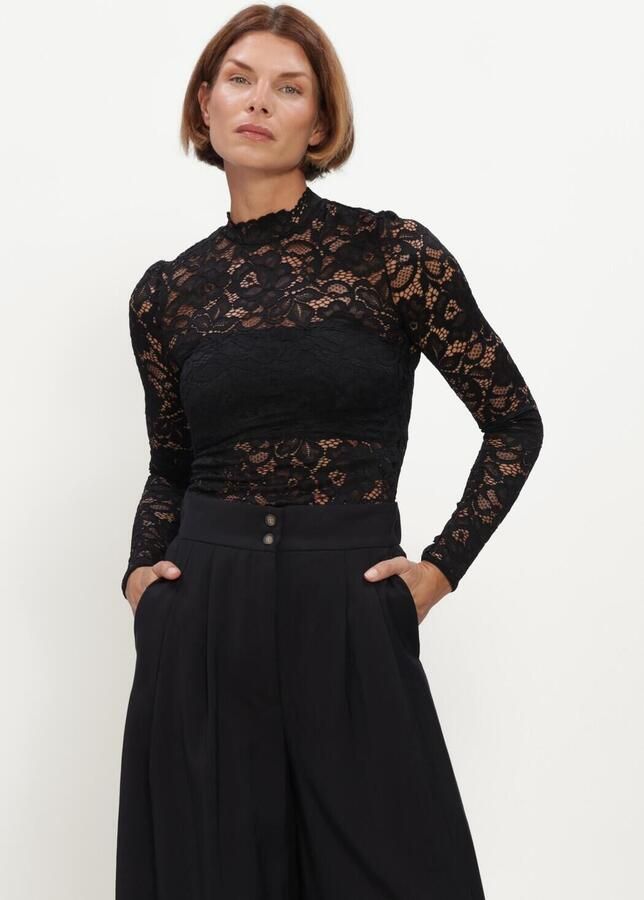 YAS Slim Fit shirt met lange mouwen van bloemig kant model 'Lacey'