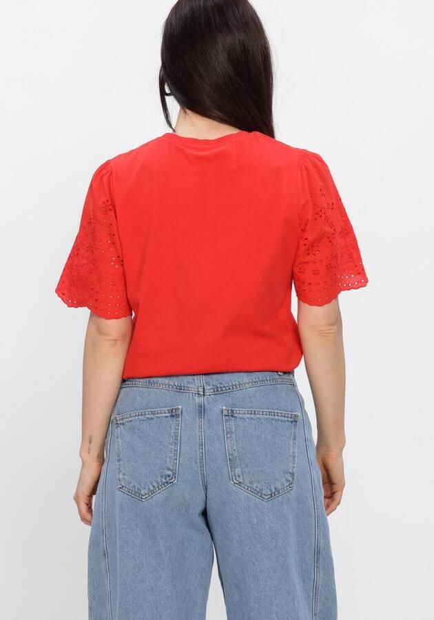 Y.A.S. YAS Dames Tops & T-shirts Yaslex Ss Top W. Emb Sleeves Rood - Foto 3