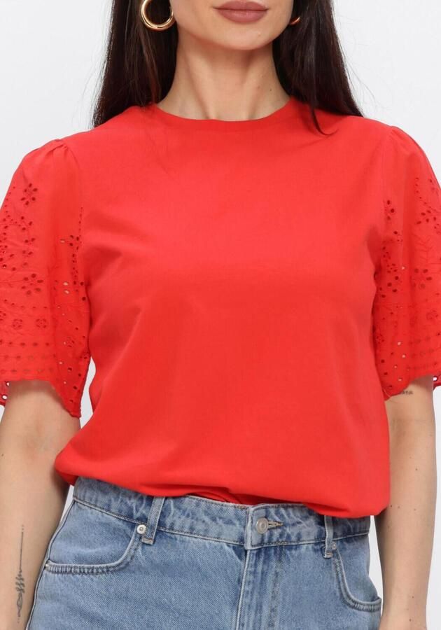 Y.A.S. YAS Dames Tops & T-shirts Yaslex Ss Top W. Emb Sleeves Rood - Foto 4