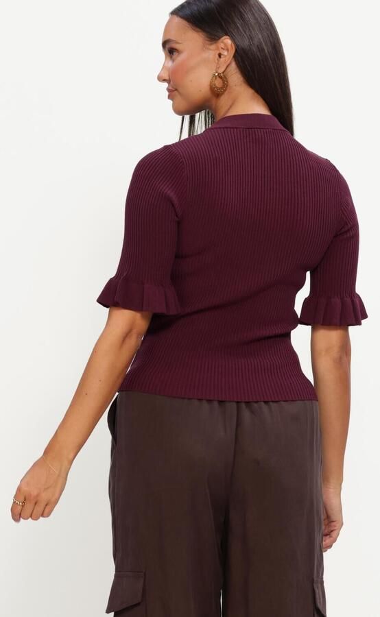 Y.A.S. YAS Dames Tops & T-shirts Yasmikla Ss Knit Top Bordeaux - Foto 4