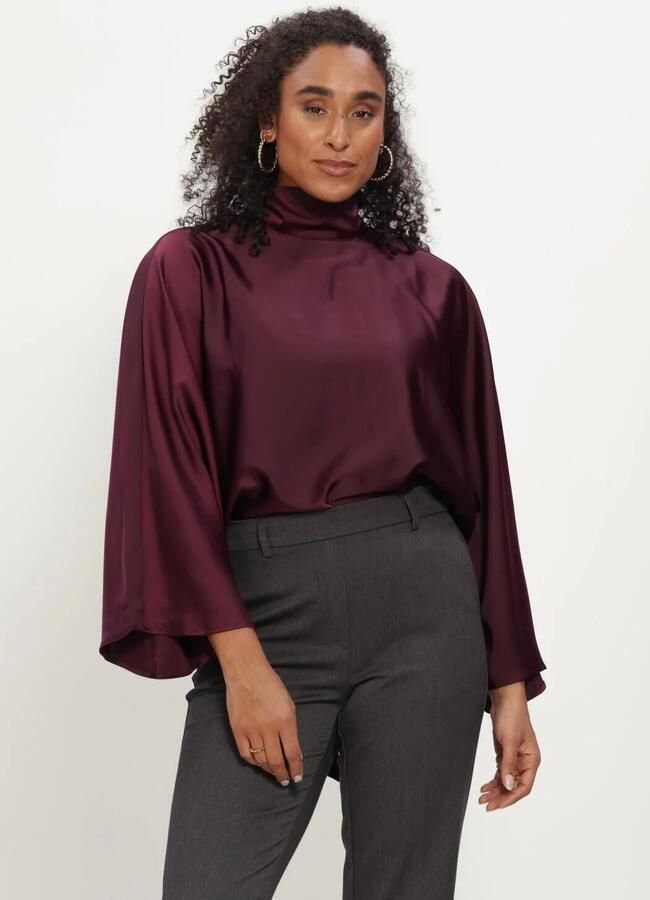 Y.A.S. YAS Dames Tops & T-shirts Yaspelana Ls Tie Top Bordeaux