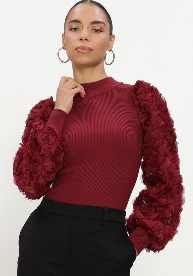 Y.A.S. YAS Dames Tops & T-shirts Yasrunella Ls High Neck Knit Pullover Bordeaux - Foto 3
