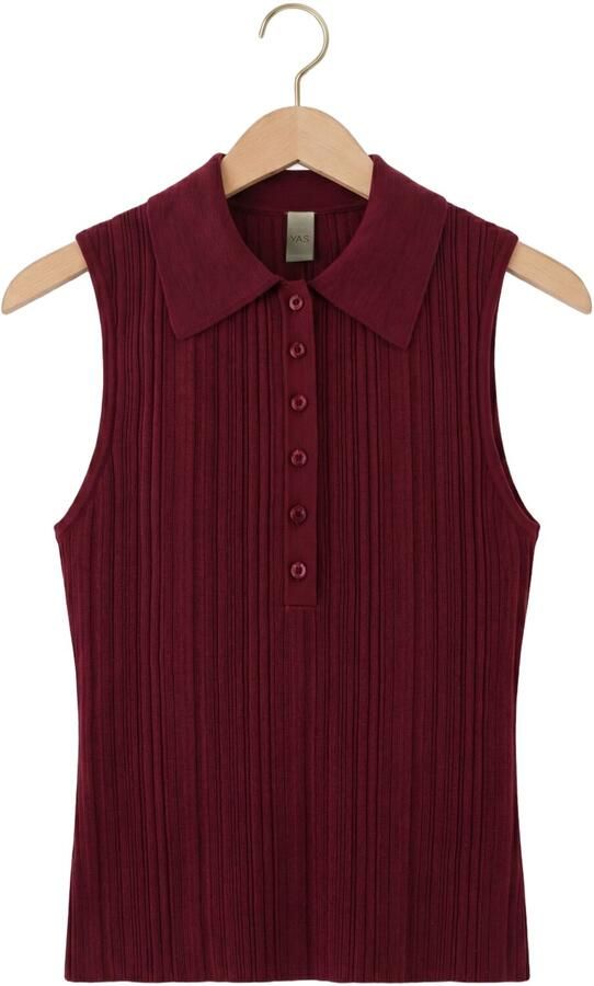 Y.A.S. YAS Dames Tops & T-shirts Yastanki Sl Polo Knit Top S. Bordeaux - Foto 4
