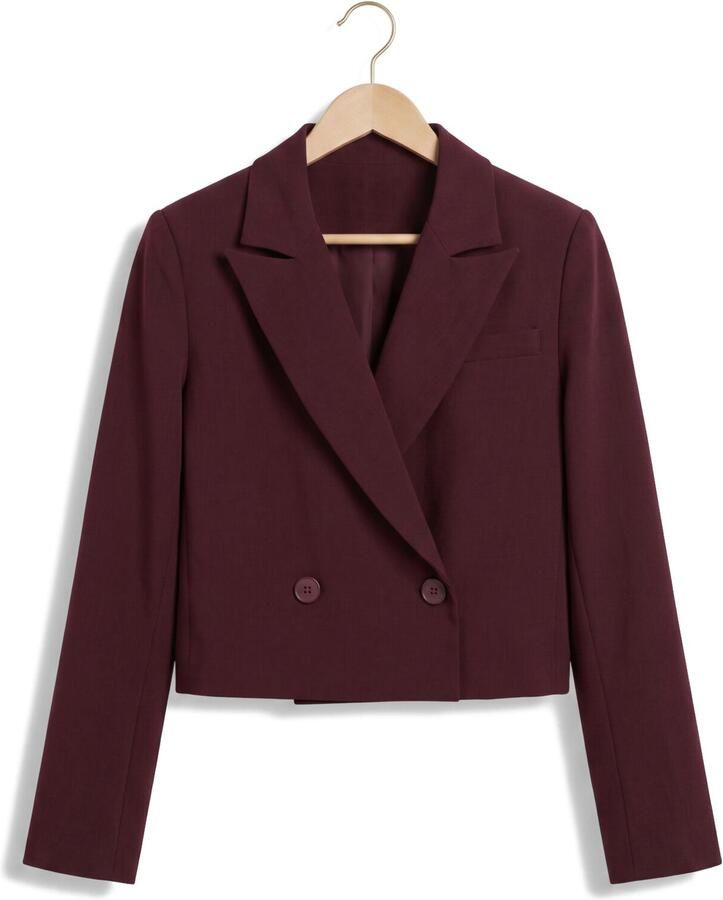 Ydence cropped double breasted blazer aubergine - Foto 2
