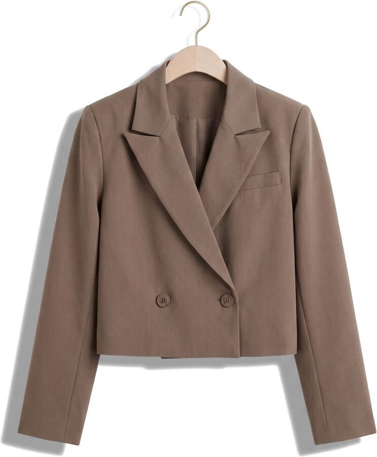 Ydence cropped double breasted blazer groen - Foto 2