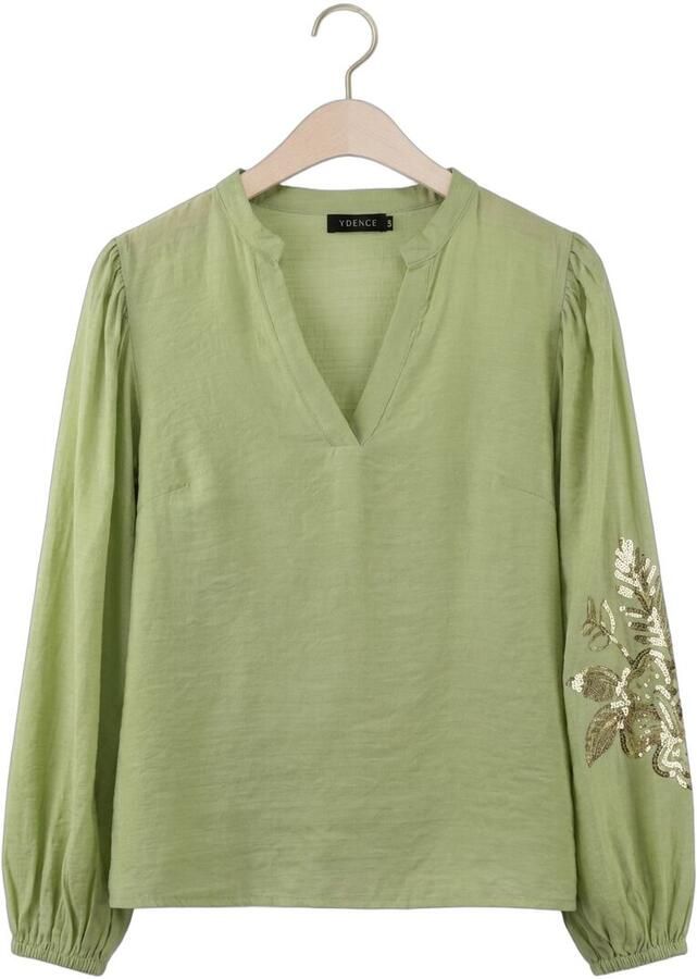 Ydence blousetop lichtgroen met pailletten - Foto 2