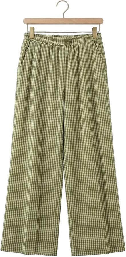 Ydence straight regular waist geruite casual broek groen - Foto 4