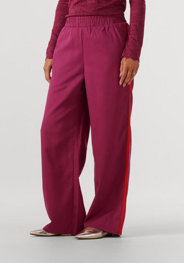 Ydence wide leg regular waist casual broek paars - Foto 4