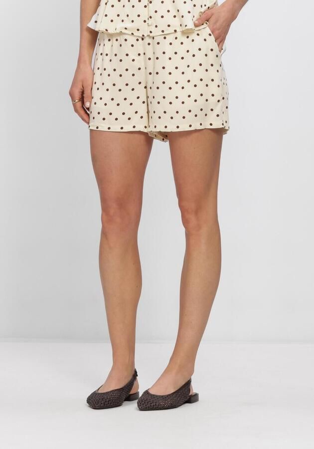 Ydence regular high waist casual short met stippen ecru