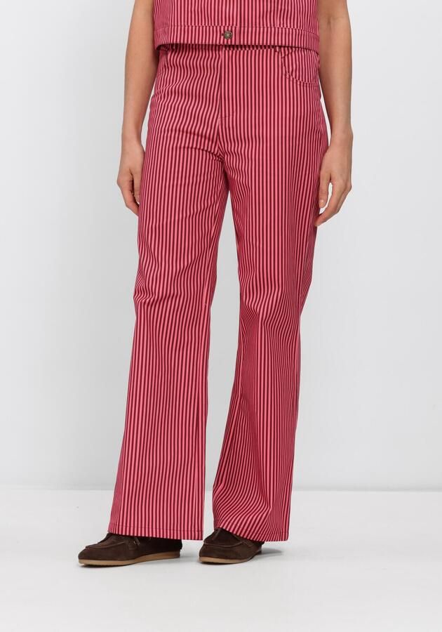Ydence denim regular waist gestreepte broek roze