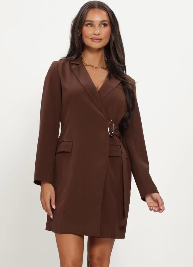 YDENCE Dames Jurken Dress Carmel Bruin