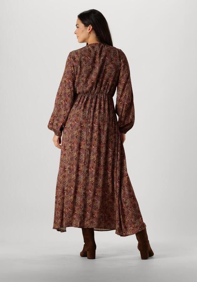 Ydence Elegante Bruine Luipaardprint Maxi Jurk Brown Dames