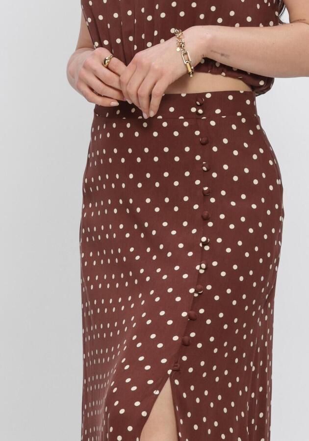 Ydence maxi rok met stippen donkerbruin - Foto 3