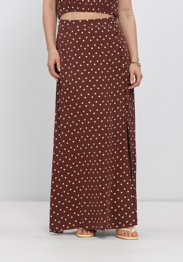 Ydence maxi rok met stippen donkerbruin