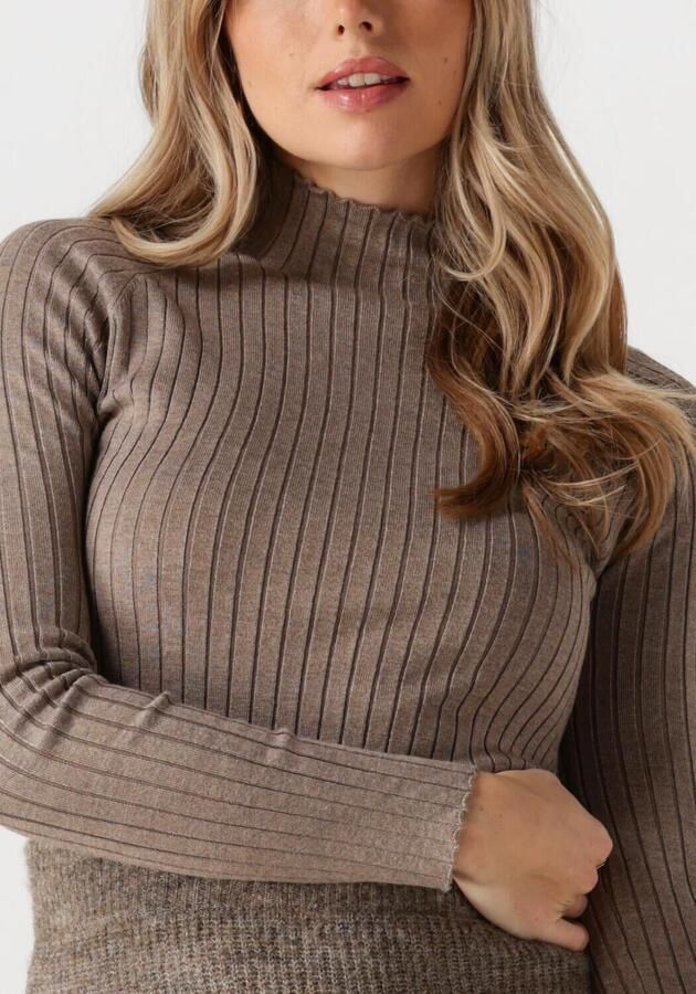 YDENCE Dames Tops & T-shirts Knitted Top Kit Taupe