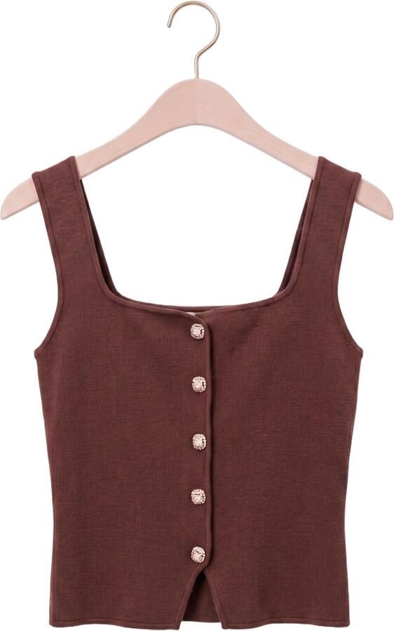 YDENCE Dames Tops & T-shirts Knitted Top Mella Bruin - Foto 4