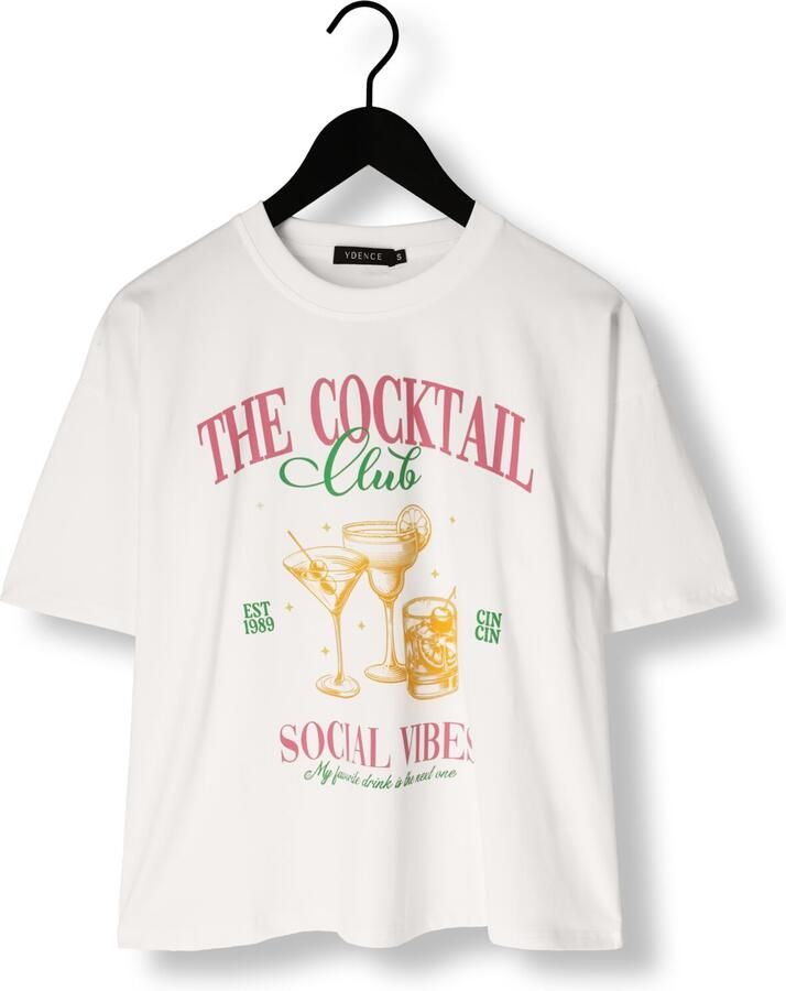 YDENCE Dames Tops & T-shirts T-shirt Cocktail Club Wit