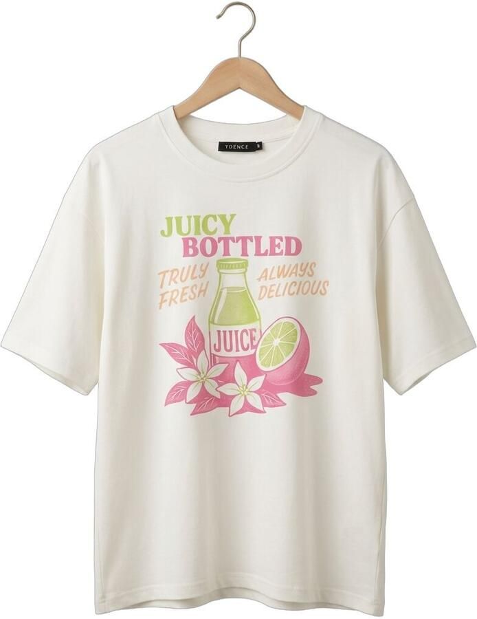 YDENCE Dames Tops & T-shirts T-shirt Juicy Bottle Gebroken Wit - Foto 2