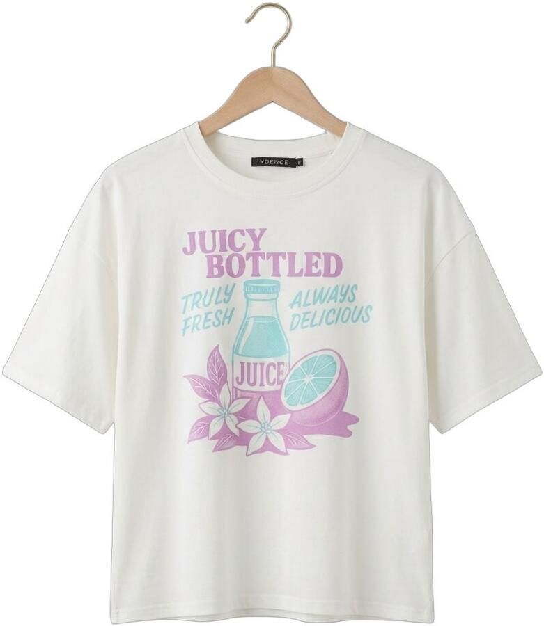 YDENCE Dames Tops & T-shirts T-shirt Juicy Bottle Wit - Foto 2