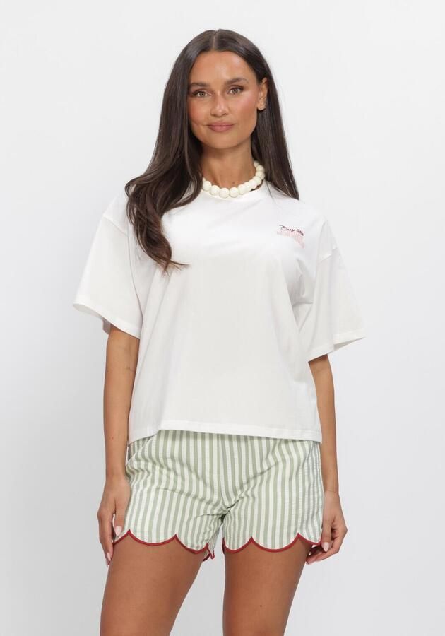 YDENCE Dames Tops & T-shirts T-shirt Sunday Mornings Gebroken Wit
