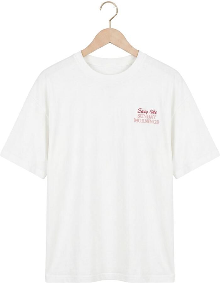 YDENCE Dames Tops & T-shirts T-shirt Sunday Mornings Gebroken Wit - Foto 2