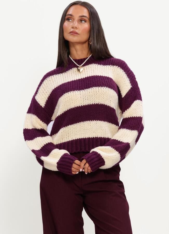 YDENCE Dames Truien & Vesten Knitted Sweater Brianna Paars - Foto 3