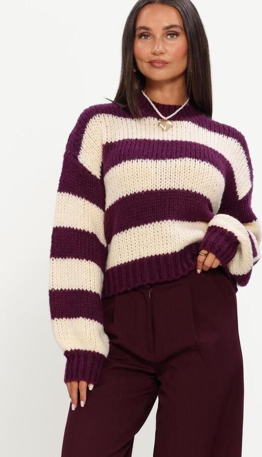YDENCE Dames Truien & Vesten Knitted Sweater Brianna Paars - Foto 7