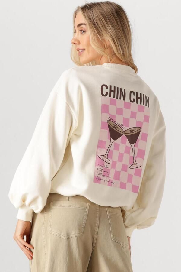 YDENCE Dames Truien & Vesten Sweater Cheers Babe Creme - Foto 4