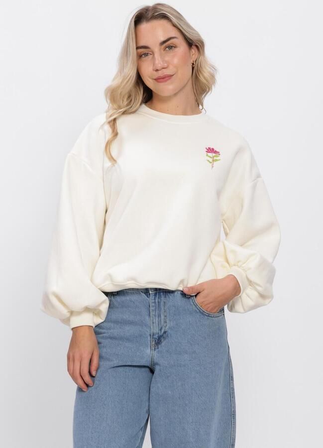 YDENCE Dames Truien & Vesten Sweater Grow With The Flow Ecru - Foto 3