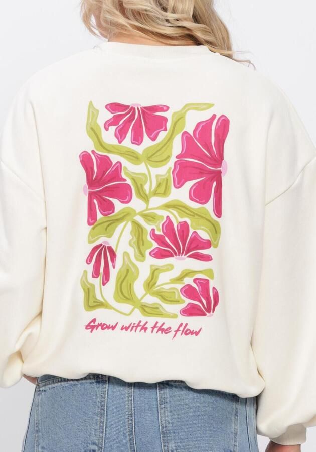 YDENCE Dames Truien & Vesten Sweater Grow With The Flow Ecru - Foto 4