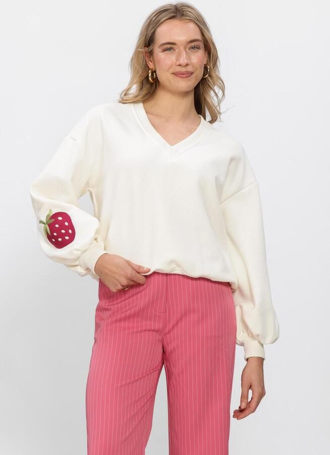 YDENCE Dames Truien & Vesten Sweater Strawberry Gebroken Wit