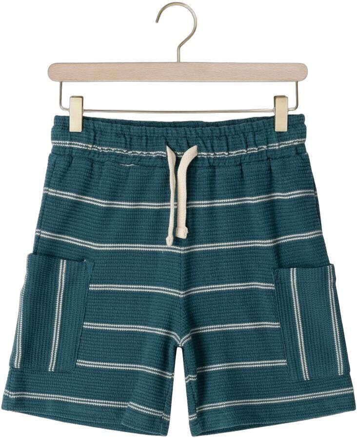 YOUR WISHES Jongens Broeken Structure Stripe Pocket Shorts Petrol