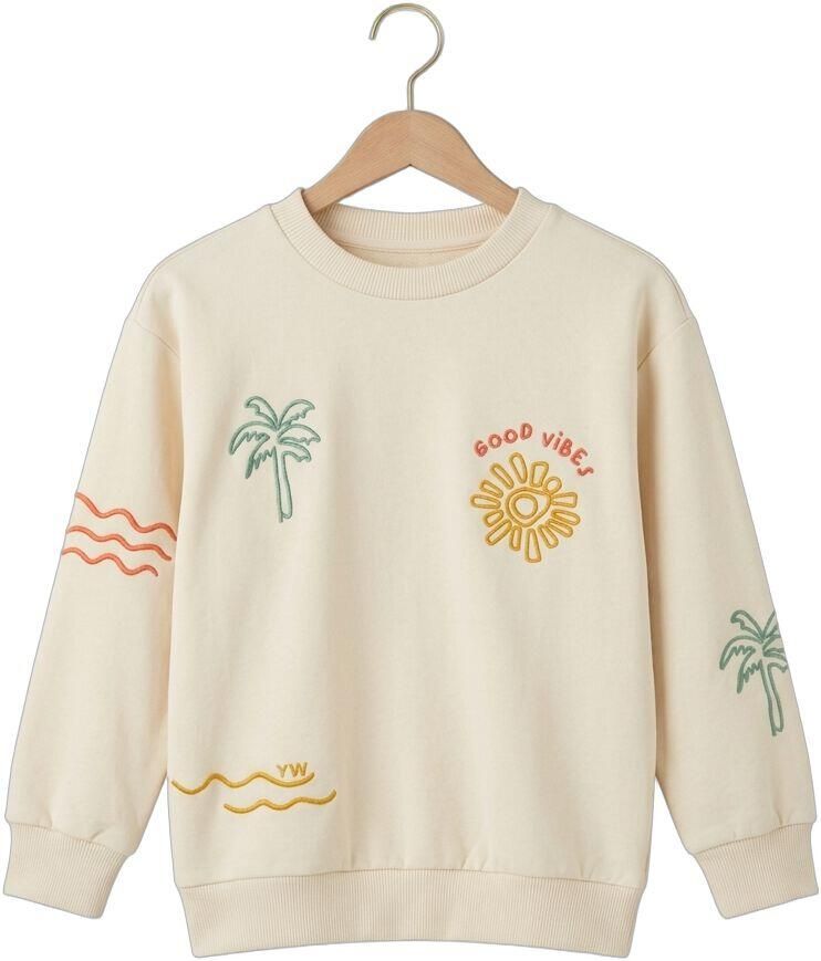 YOUR WISHES Jongens Truien & Vesten Sun Waves Oversized Sweater Creme
