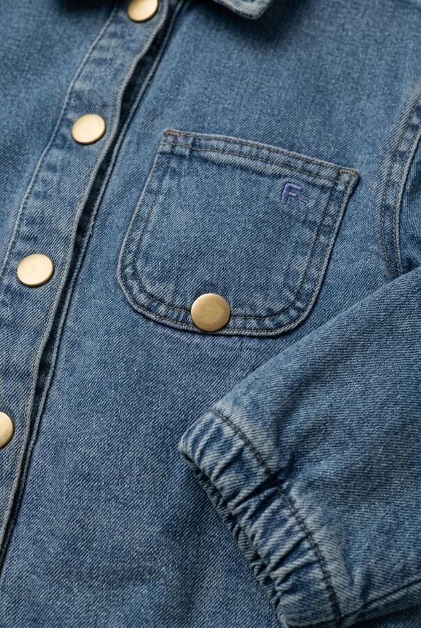 Your Wishes gebloemde spijkerjas medium blue denim