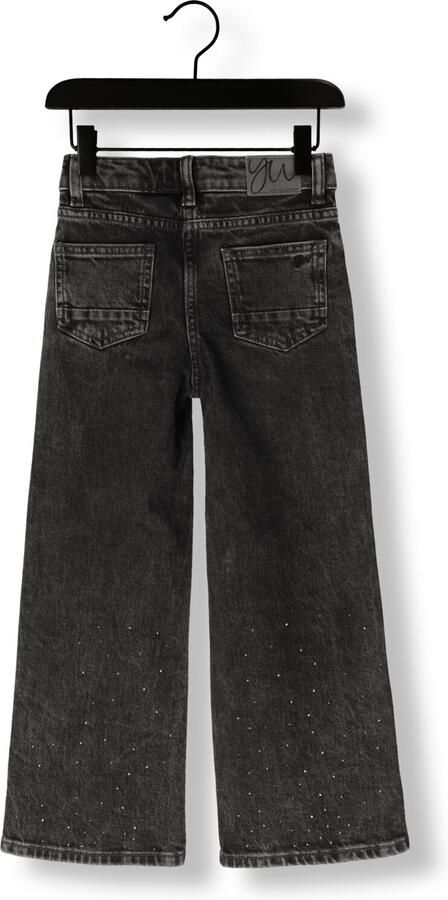 YOUR WISHES Meisjes Jeans Stretch Denim Wide Leg Glitter Jeans Antraciet