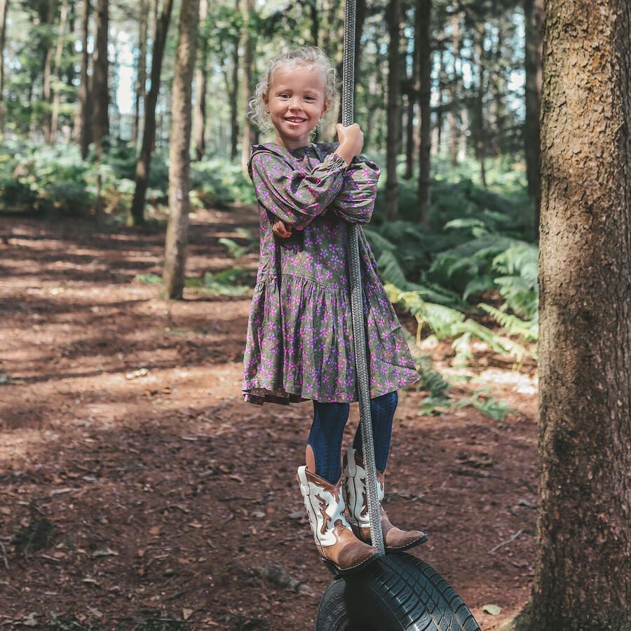 YOUR WISHES Meisjes Jurken Vivid Flower Collar Dress Olijf