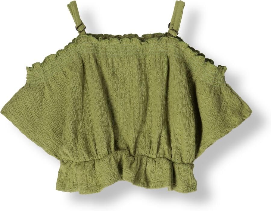 YOUR WISHES Meisjes Tops & T-shirts Broderie Off Shoulder Top Groen - Foto 3