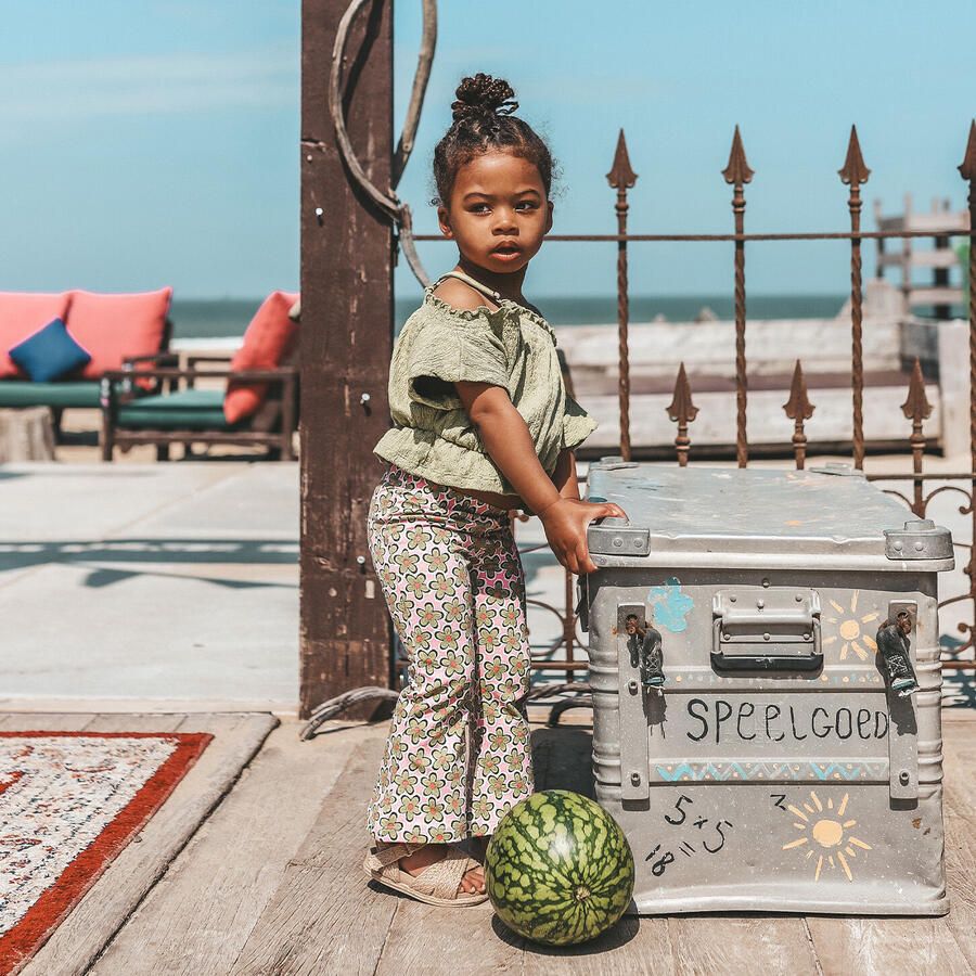 YOUR WISHES Meisjes Tops & T-shirts Broderie Off Shoulder Top Groen