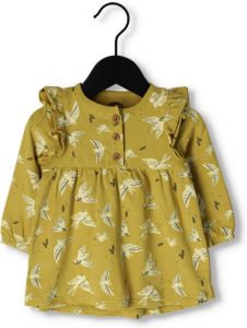 Z8 newborn baby jurk Kella met dierenprint en ruches geel