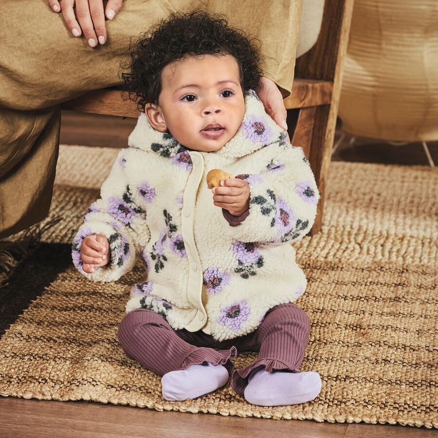 Z8 newborn teddy winterjas Nayla offwhite paars