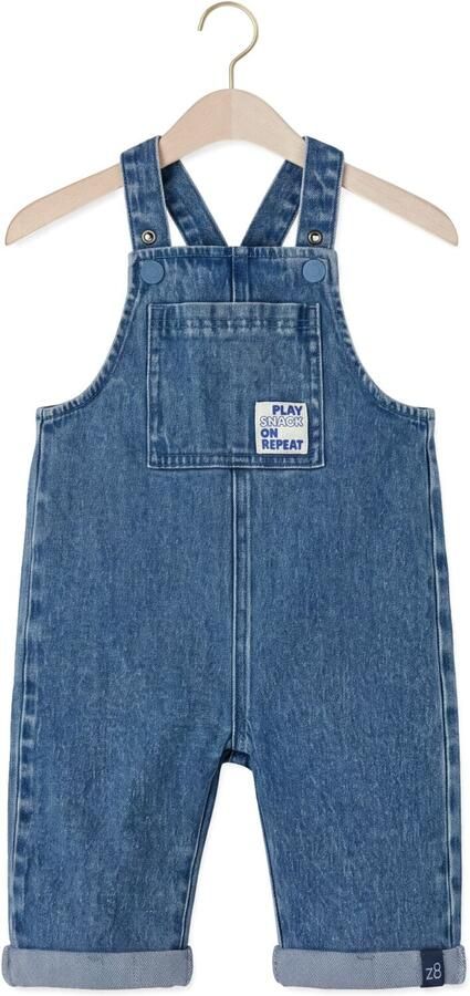 Z8 mini denim tuinbroek Alessio medium blue denim Blauw Effen