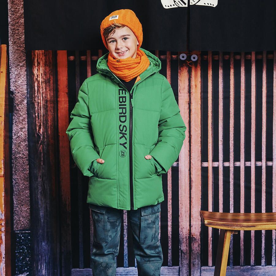 Z8 kids gewatteerde winterjas Roland groen