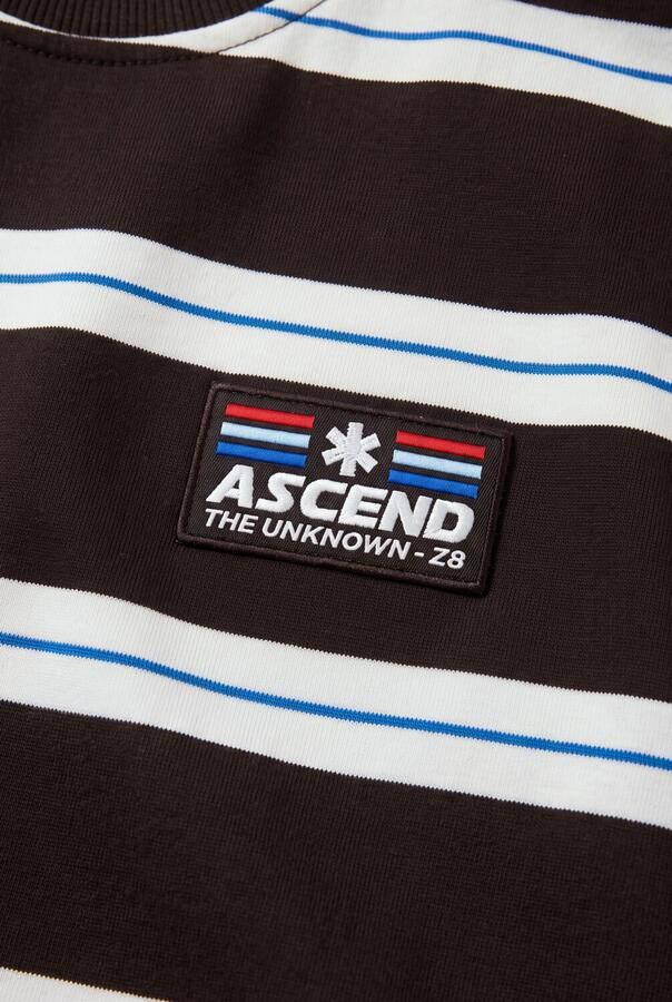 Z8 kids longsleeve Benjiro donkerbruin wit blauw Jongens Stretchkatoen Ronde hals