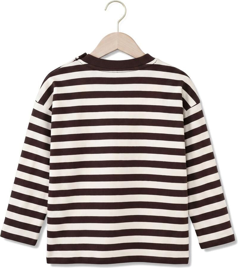 Z8 mini gestreepte longsleeve donkerbruin wit Jongens Katoen Ronde hals - Foto 2